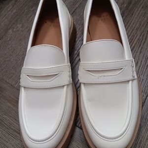 Mens Size 8.5, A new day White and Tan Loafers